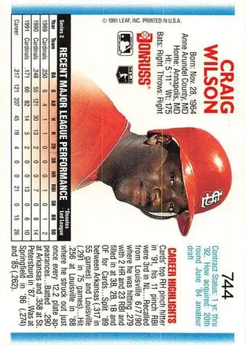 Original gloss Craig Wilson baseball card NM-MT from 1992 Donruss series
