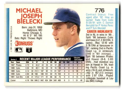 1992 Donruss #776 Mike Bielecki NM Near Mint Braves ID:67136 - Baseball Card Single