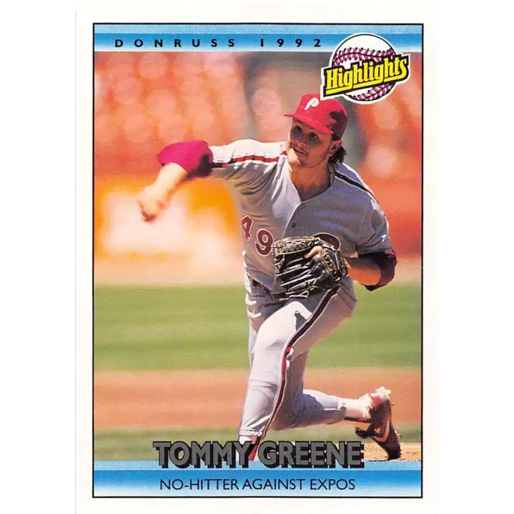 1992 Donruss #94 Tommy Greene HL NM-MT Philadelphia Phillies Baseball Card - Baseball Card Single