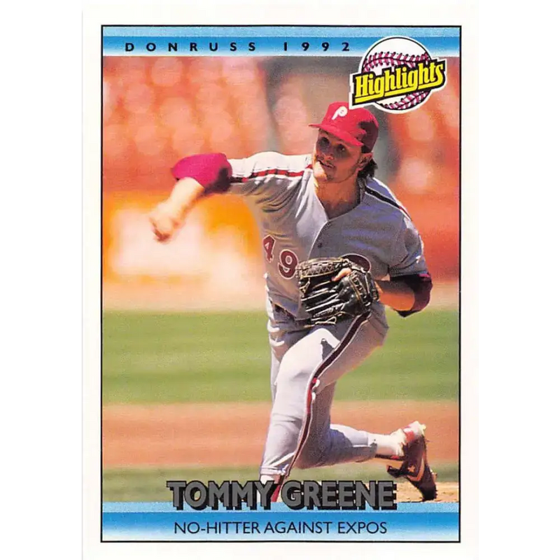 1992 Donruss #94 Tommy Greene HL NM-MT Philadelphia Phillies Baseball Card - Baseball Card Single