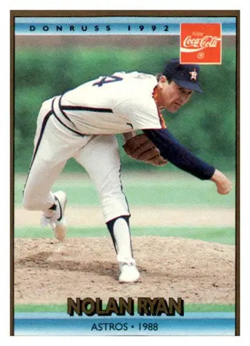 Nolan Ryan Houston baseball card from 1992 Donruss Coca-Cola series featuring Nolan Ryan Houston Astros