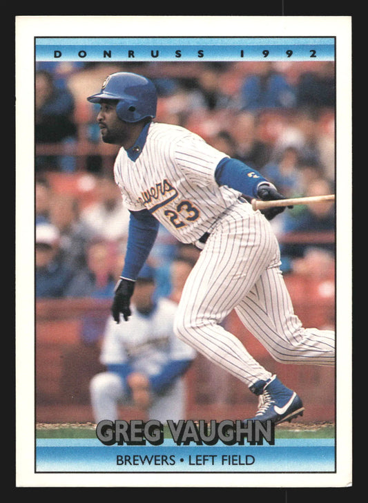 1992 Donruss Greg Vaughn #224 Milwaukee Brewers - Baseball Card Single