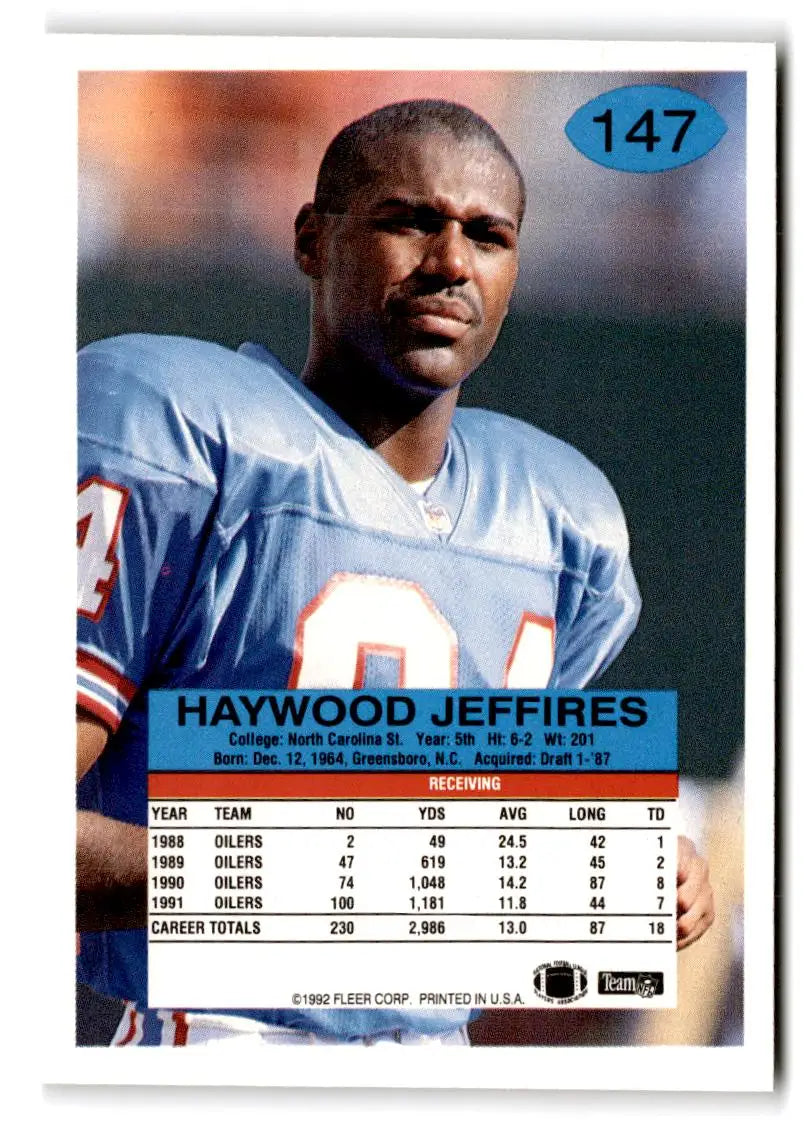 1992 Fleer #147 Haywood Jeffires - Football Card Single