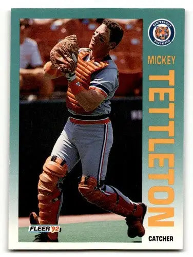 Original gloss Mickey Tettleton Detroit Tigers baseball card from 1992 Fleer #147