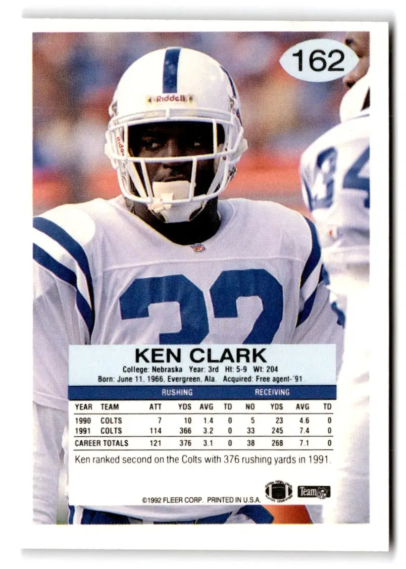1992 Fleer #162 Ken Clark - Football Card Single
