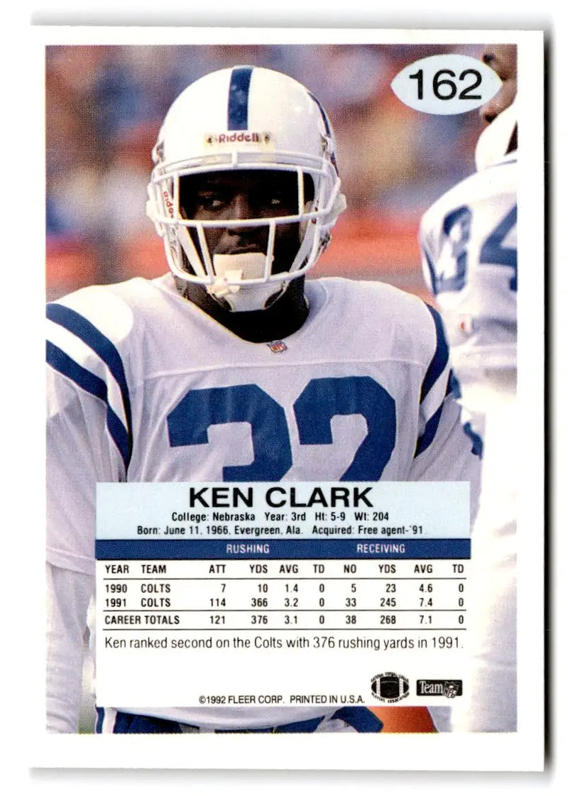 1992 Fleer #162 Ken Clark - Football Card Single