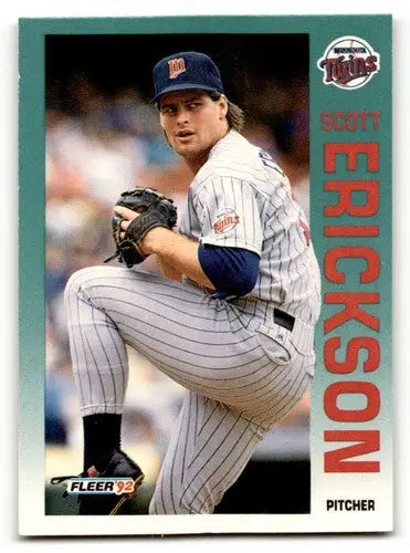 Scott Erickson Minnesota Twins baseball card from 1992 Fleer #201 with EX/NM condition