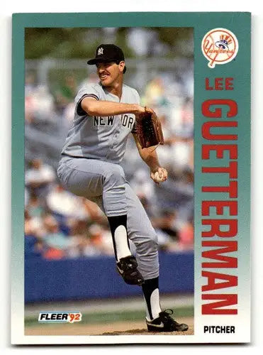 Original gloss Lee Guetterman Yankees baseball cards 1992 Fleer #227 exhibit