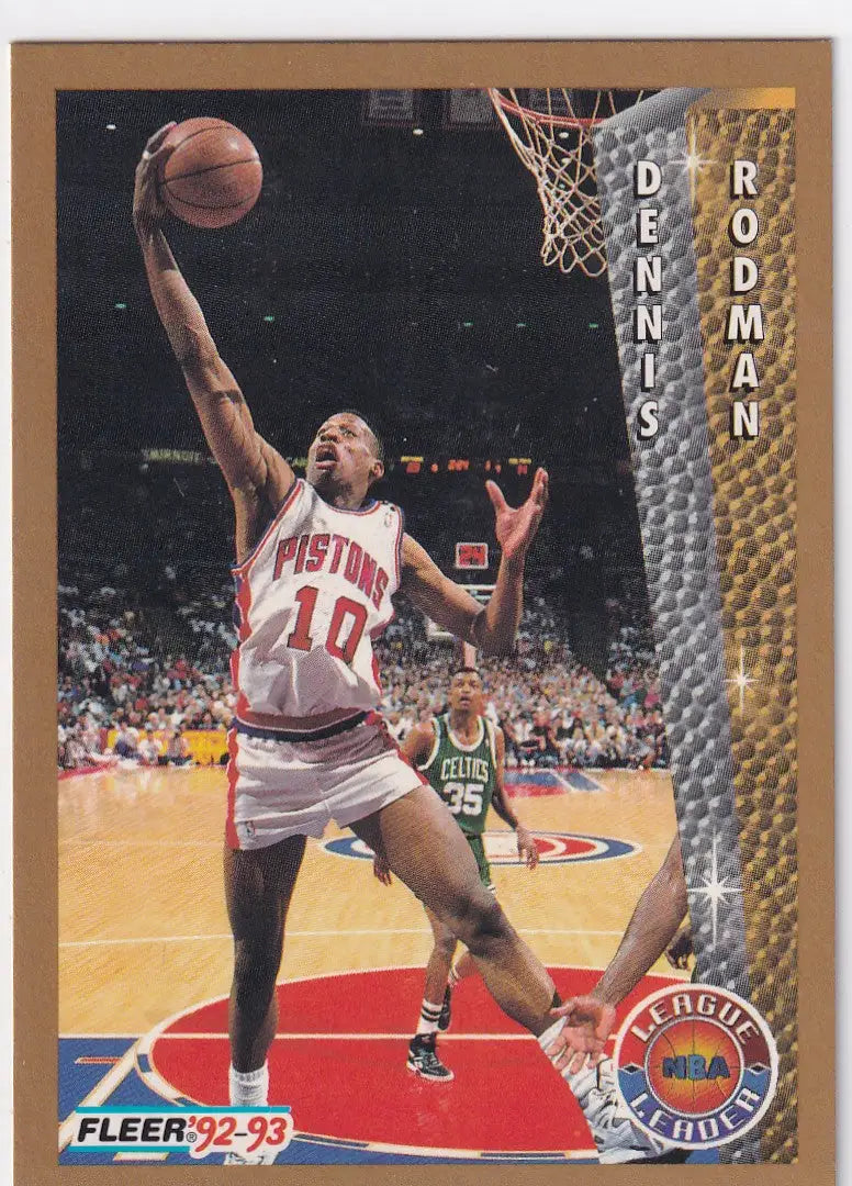 1992 FLEER #239 DENNIS RODMAN LEAGUE LEADER- DETROIT PISTONS - Basketball Card Single