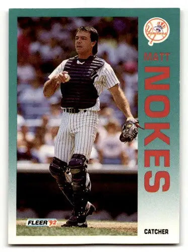 Original gloss 1992 Fleer Matt Nokes Yankees baseball cards NM near mint