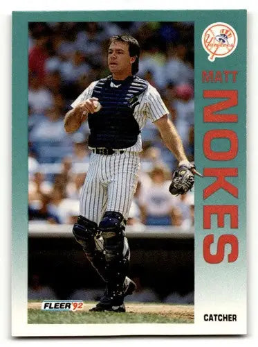 Original gloss Matt Nokes Yankees baseball cards 1992 Fleer #239 NM near mint