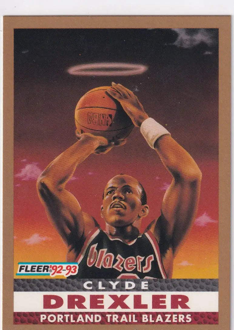 1992 FLEER #250 CLYDE DREXLER HEAVENLY- PORTLAND TRAIL BLAZZERS - Basketball Card Single