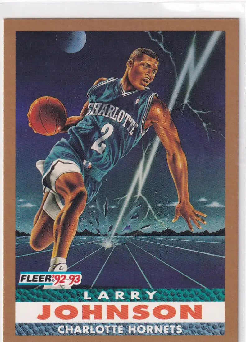 1992 FLEER #253 LARRY JOHNSON CAROLINA THUNDR- CHARLOTTE HORNETS - Basketball Card Single