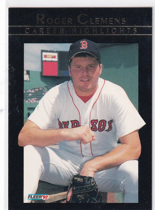 1992 FLEER #3 ROGER CLEMENS CAREER HIGHLIGHTS- BOSTON RED SOX - Baseball Card Single