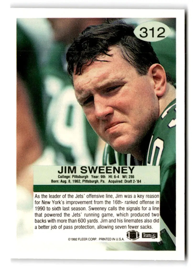 1992 Fleer #312 Jim Sweeney - Football Card Single