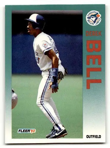 Original gloss Derek Bell Toronto baseball card from 1992 Fleer #324 featuring Bell Toronto Blue Jays