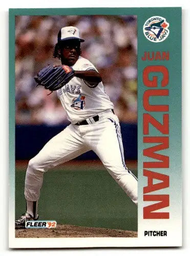 Original gloss of Juan Guzman Toronto baseball card from 1992 Fleer #330 Guzman Toronto Blue Jays
