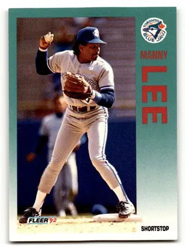 Manny Lee baseball card featuring Manuel Lee Toronto with Toronto Blue Jays team branding