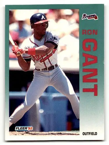 Ron Gant Atlanta Braves baseball card from 1992 Fleer series, EX/NM condition