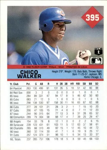 Chico Walker baseball card with original gloss from 1992 Fleer #395 NM-MT Cubs