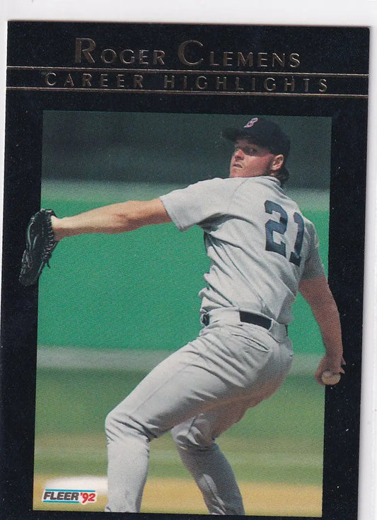 1992 FLEER #4 ROGER CLEMENS CAREER HIGHLIGHTS- BOSTON RED SOX - Baseball Card Single
