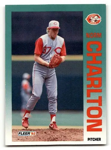Norm Charlton Cincinnati Reds baseball card from 1992 Fleer series NM Near ID 56112
