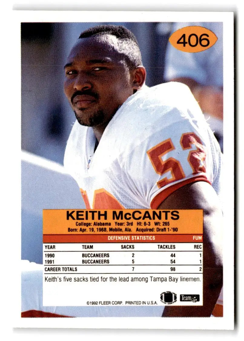 1992 Fleer #406 Keith McCants - Football Card Single