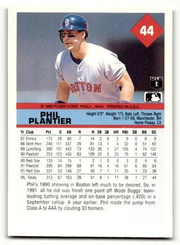 1992 Fleer #44 Phil Plantier Boston Red Sox Baseball Cards EX/NM ID:64414 - Baseball Card Single