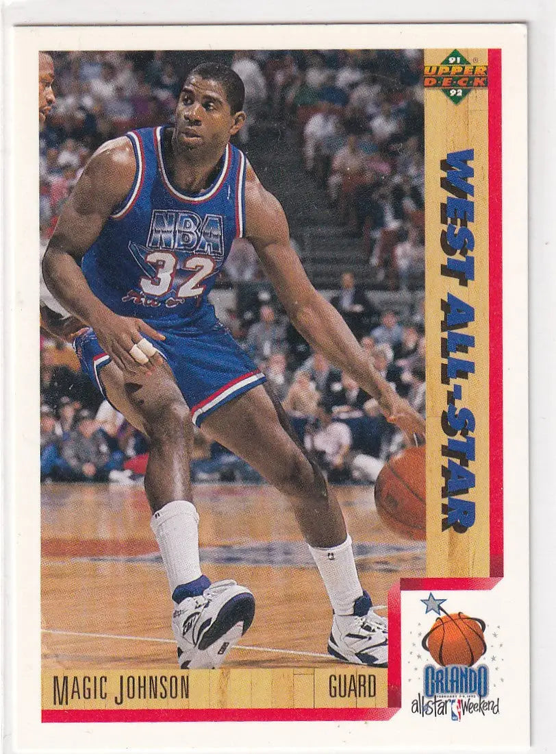 1992 FLEER #464 MAGIC JOHNSON WEST ALL STAR- LOS ANGELES LAKERS - Basketball Card Single
