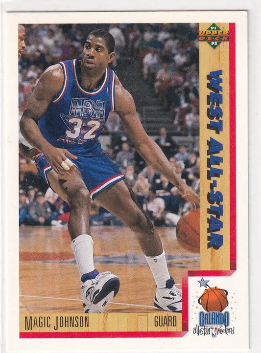 1992 FLEER #464 MAGIC JOHNSON WEST ALL STAR- LOS ANGELES LAKERS - Basketball Card Single