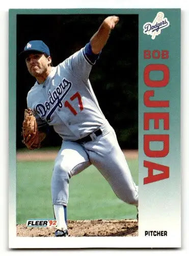 Original gloss Bob Ojeda Los Angeles Dodgers baseball card from 1992 Fleer #468