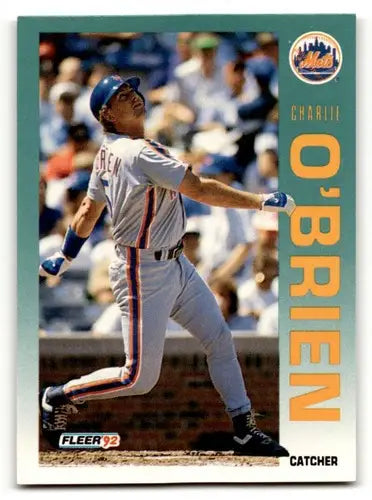 Original gloss 1992 Fleer Charlie O’Brien Mets baseball card for Mets baseball collectors
