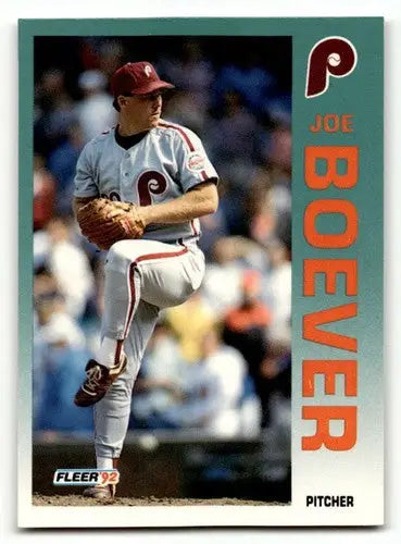 Joe Boever Philadelphia Phillies baseball card from 1992 Fleer #523 featuring Joe Boever