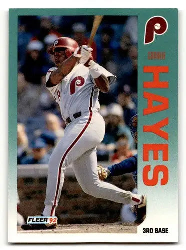 Original gloss Charlie Hayes Philadelphia Phillies baseball card from 1992 Fleer #533