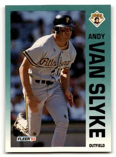 Original gloss 1992 Fleer Andy Van Slyke Pittsburgh Pirates baseball card ID 63541