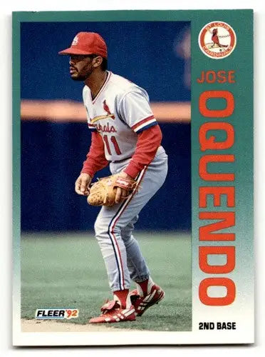 Jose Oquendo Cardinals baseball card with original gloss from 1992 Fleer series
