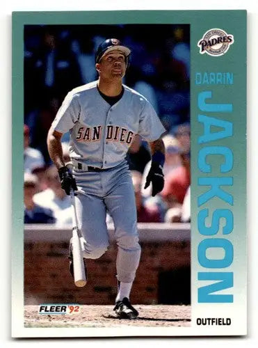 Original gloss Darrin Jackson San Diego Padres baseball card from 1992 Fleer #609