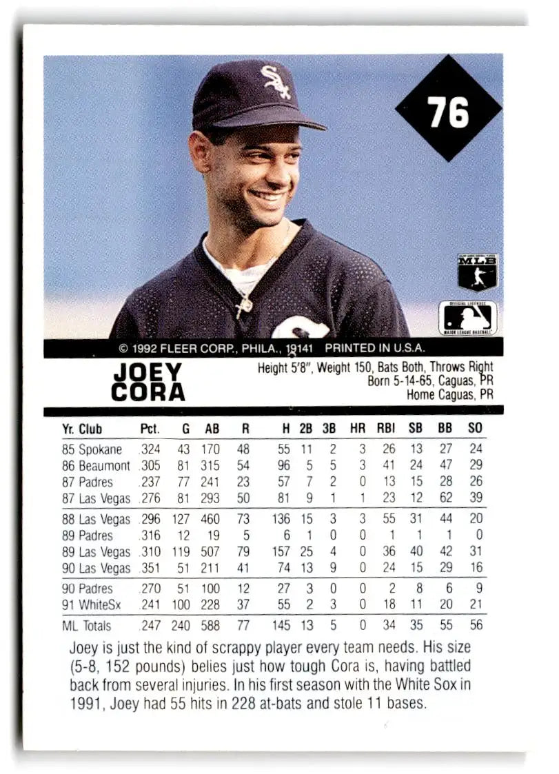 1992 Fleer #76 Joey Cora - Baseball Card Single