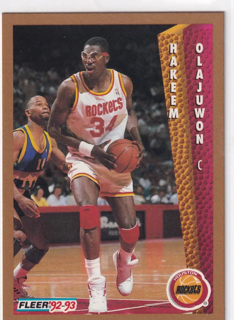 1992 FLEER #84 HAKEEM OLAJUWON- HOUSTON ROCKETS - Basketball Card Single