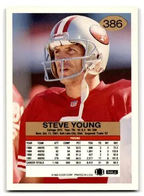 1992 Fleer Football Steve Young #386 San Francisco 49ers - Football Card Single