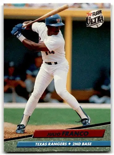 Original gloss Fleer Ultra Julio Franco baseball card from 1992 featuring Rangers star
