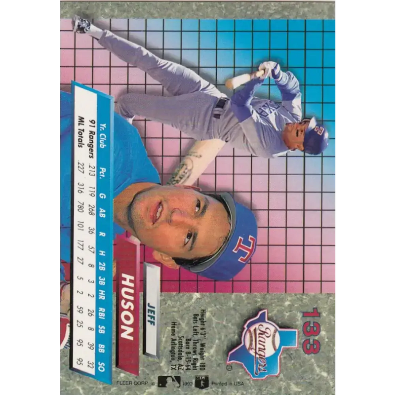 1992 Fleer Ultra #133 Jeff Huson NM-MT Texas Rangers Baseball Card - Baseball Card Single