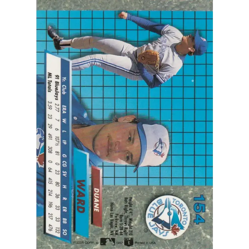 1992 Fleer Ultra #154 Duane Ward NM-MT Toronto Blue Jays Baseball Card - Baseball Card Single