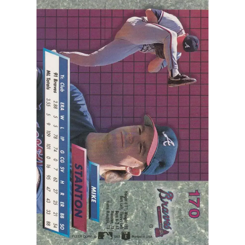 1992 Fleer Ultra #170 Mike Stanton NM-MT Atlanta Braves Baseball Card - Baseball Card Single