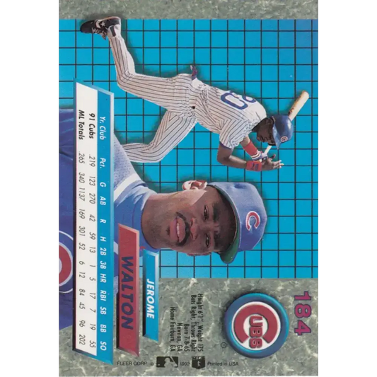1992 Fleer Ultra #184 Jerome Walton NM-MT Chicago Cubs Baseball Card - Baseball Card Single