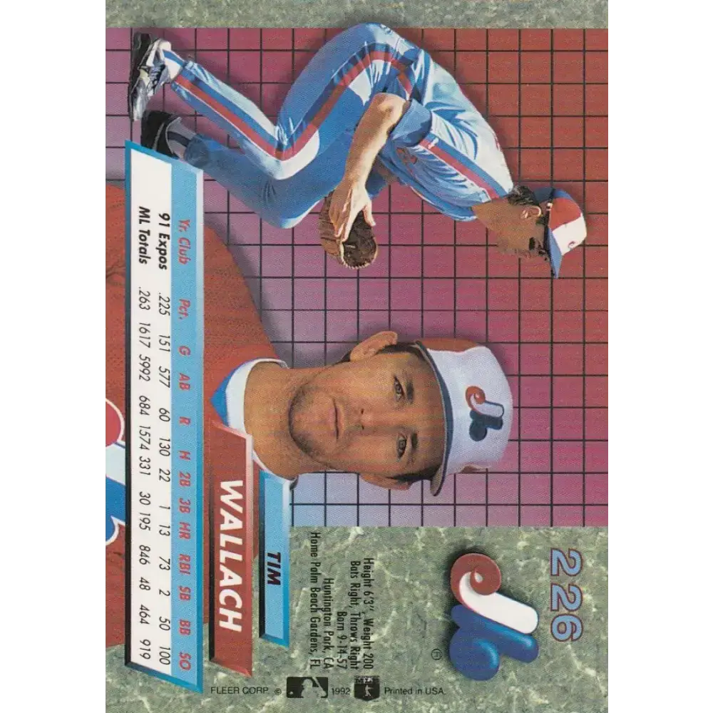 1992 Fleer Ultra #226 Tim Wallach NM-MT Montreal Expos Baseball Card - Baseball Card Single