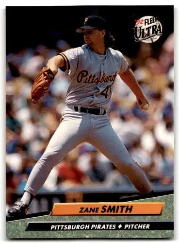 Original gloss Fleer Ultra Zane Smith baseball card from 1992 Pirates collection