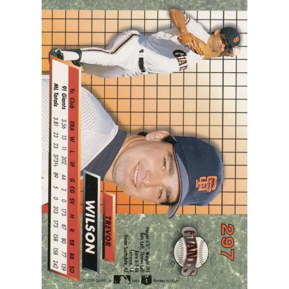 1992 Fleer Ultra #297 Trevor Wilson NM-MT San Francisco Giants Baseball Card - Baseball Card Single