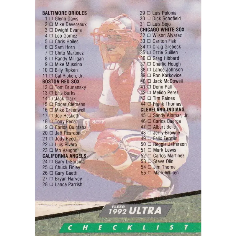 1992 Fleer Ultra #298 Checklist 1-100 Sandy Alomar Jr. NM-MT Cleveland Indians Baseball Card - Baseball Card Single