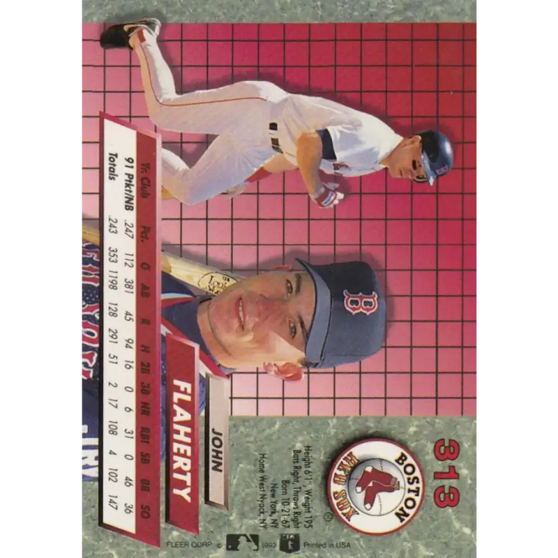 1992 Fleer Ultra #313 John Flaherty NM-MT RC Rookie Boston Red Sox Baseball Card - Baseball Card Single
